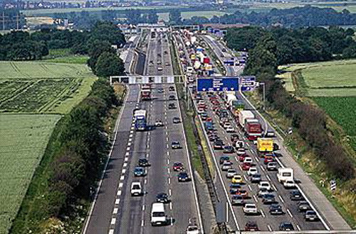 Typical Autobahn traffic on weekends and holidays