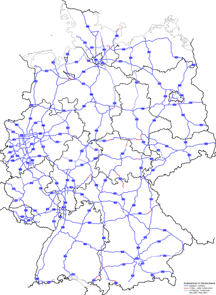 Map of current Autobahn network